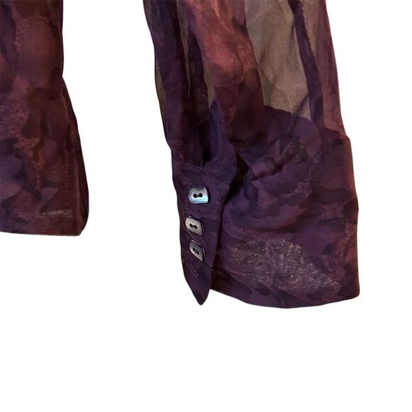 Dana Buchman Petite Silk Blouse M Purple Tie-Neck Clip Dot Casual - Picture 10 of 16